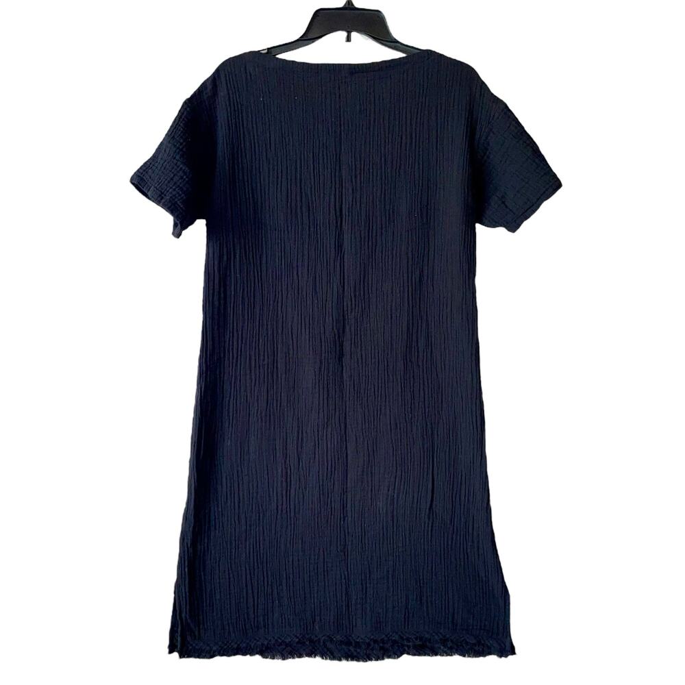 Eileen Fisher Slub Dress Gauze Fringe Lagenlook Organic - Picture 5 of 9